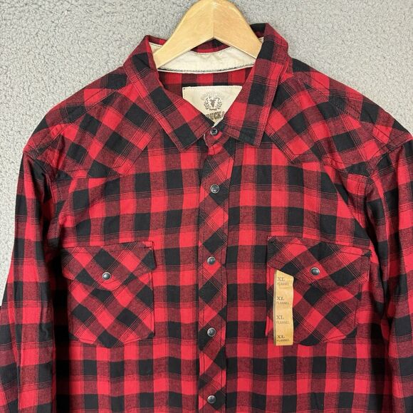 S Roebuck and Co Flannel Shirt Men XL Snap Button Western Chest Pockets Cotton - Picture 2 of 8